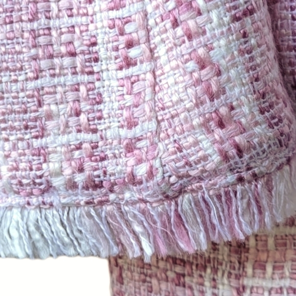 Cartise vintage pink & white fringed jacket blazer single button closure 8 - Picture 6 of 16